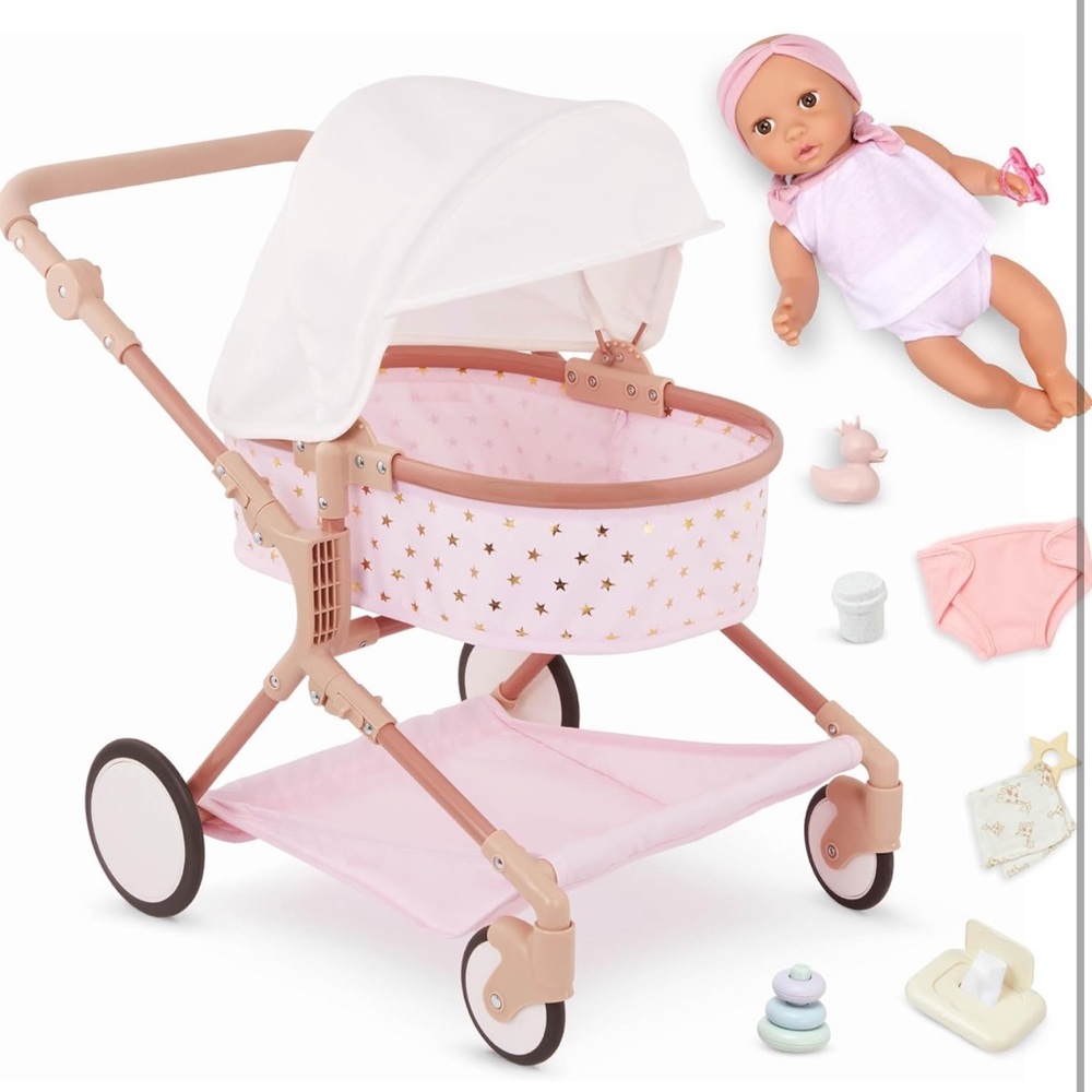 LullaBaby 14-Inch Doll & Twin Stroller Accessories Set Doll Double Stroller Set